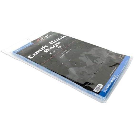 BCW Current/Modern Comic Bags - 100 ct | Acid-Free Modern Comic Bags for Current Issues | Exterior 6 7/8 x 10 1/2 inches | Crystal Clear Protection for Your Comic Collection - My Store