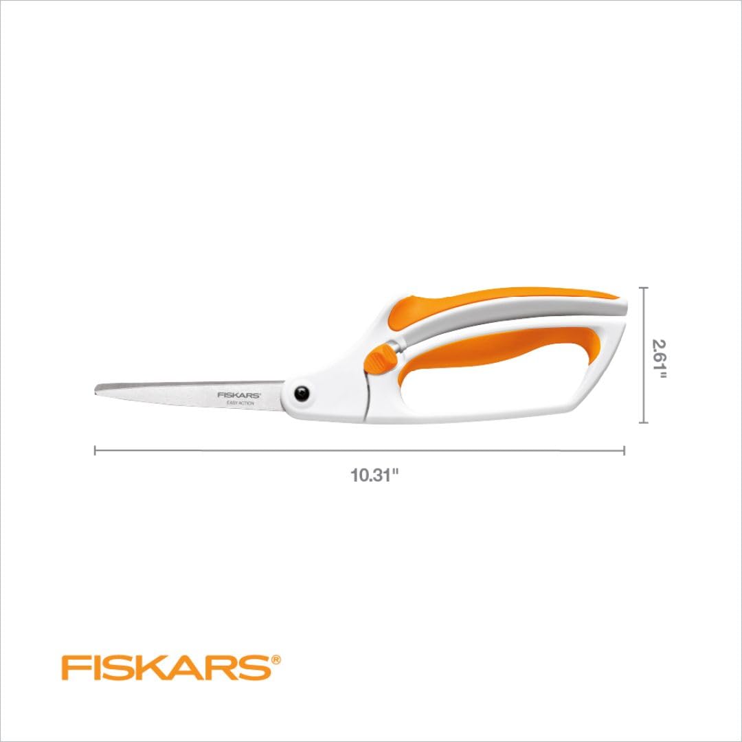 Buy now Fiskars Premier No. 8 Easy Action Scissors - 10" Spring Action Fabric and Craft Scissors - Arts and Crafts - Orange/White at indiglob india