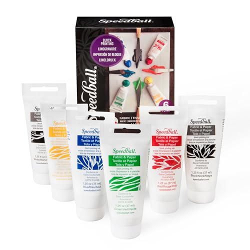 Buy now Speedball Premium Block Printing Ink Set - 6 Colors for Fabric and Paper - Water Soluble Oil Based Ink - 1.25 oz Each - Non Toxic Art Supplies at indiglob india