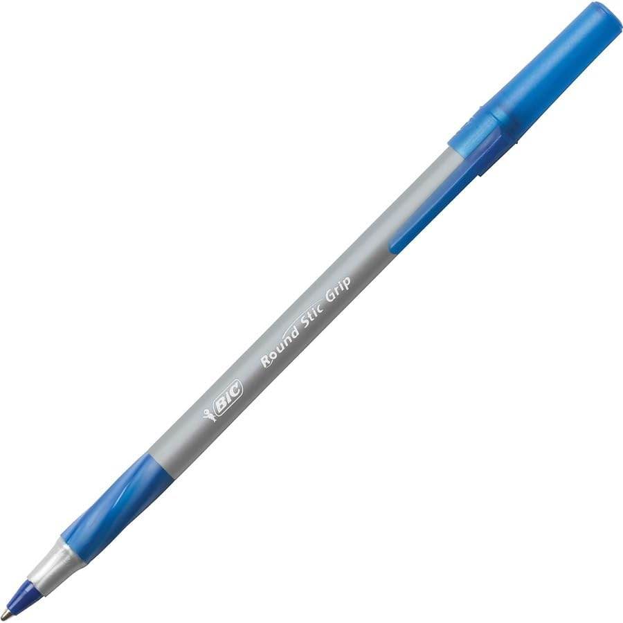 BIC Round Stic Grip Xtra Comfort Blue Ballpoint Pens, Medium Point (1.2mm), 36-Count Pack, Excellent Writing Pens With Soft Grip for Superb Comfort and Control - My Store