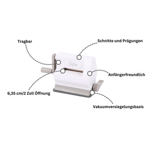 Sizzix Sidekick Starter Kit 661770 Portable Manual Die Cutting & Embossing Machine for Arts & Crafts, Scrapbooking & Cardmaking, 6.35 cm Opening, 2.5" Opening, White
