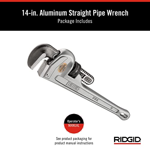Buy now RIDGID 31095 Model 814 Aluminum Straight 14" Plumbing Pipe Wrench, Silver, Made in the USA at indiglob india