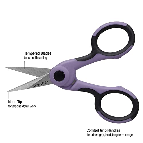 Buy now SINGER ProSeries Sewing 8.5" Heavy Duty Fabric Scissors and 4.5" Craft Detail Scissors Set, Lilac Purple, Set of 2 Sewing Scissors at indiglob india