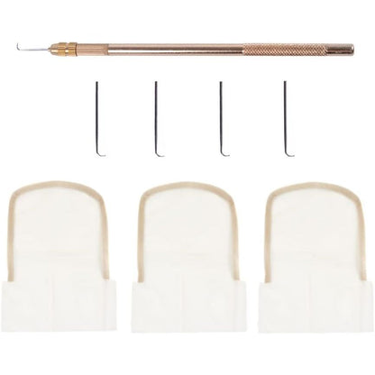 4 Pcs Ventilating Needles +1 Brass Ventilating Holder for Make and Repair Lace Wig