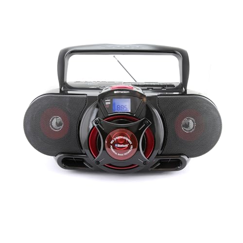 Buy now Emerson EPB-3002 Portable Bluetooth, MP3/CD AM/FM Stereo Radio Cassette Player/Recorder with Subwoofer and USB Input Boombox at indiglob india