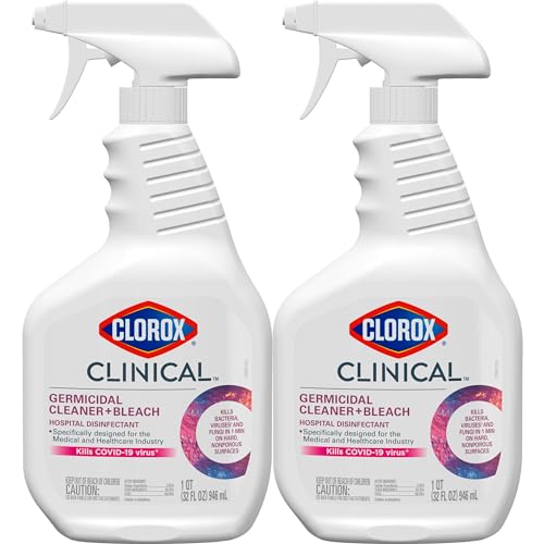 Buy now Clorox Healthcare Clinical Germicidal Cleaner & Bleach Disinfectant, Multipurpose, Formulated for Medical & Hospital Use, Antibacterial, 32 Fl Oz Each, Value Pack of 2 at indiglob india