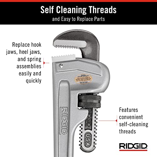 Buy now RIDGID 31095 Model 814 Aluminum Straight 14" Plumbing Pipe Wrench, Silver, Made in the USA at indiglob india