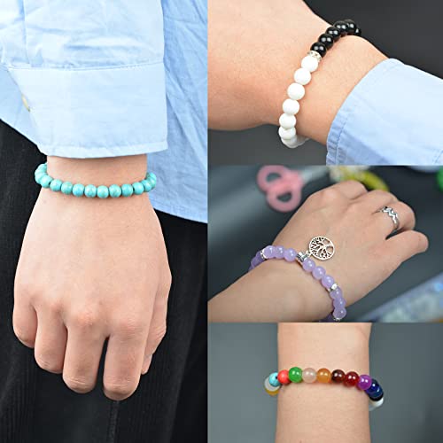 Buy now AIFNIY 570PCS Glass Beads for Jewelry Making 8mm Turquoise 24 Colors Crystal Beads Bracelet Making Kit Loose Round Gemstone Stone Spacer Chakra Energy Healing Beads Bulk DIY Crafts (Kit A) at indiglob india