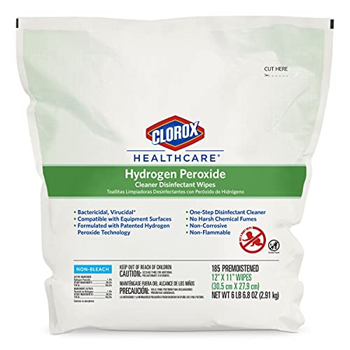 Buy now Clorox Healthcare Hydrogen Peroxide Cleaner Disinfectant Wipes, 12" x 11", Refill for Bucket, 185 Count (Package May Vary) at indiglob india