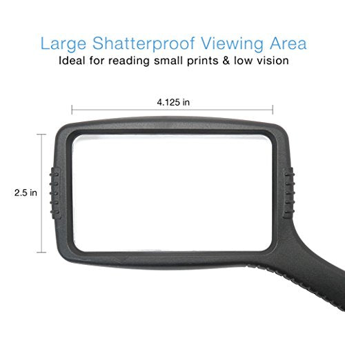 Buy now MagniPros Jumbo Size Magnifying Glass Wide Horizontal Lens(3X Magnification)- Shockproof Housing & Scratch Resistant Design W/Large Viewing Area Ideal for Reading Small Prints & Low Vision at indiglob india