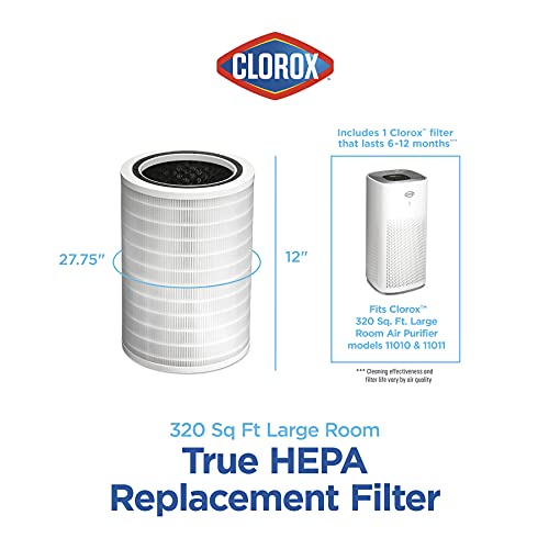 Buy now Clorox Large Room Air Purifier True HEPA Replacement Filter, 1,500 Sq. Ft. Capacity, Removes 99.97% of Allergens up to 0.1 Micron, Compatible with 11010 & 11011, 1 Count (12010) at indiglob india