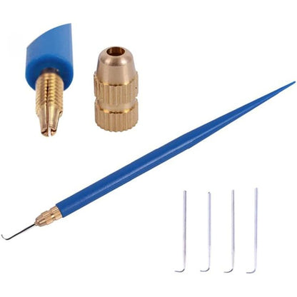 4 Pcs Ventilating Needles +1 Brass Ventilating Holder for Make and Repair Lace Wig