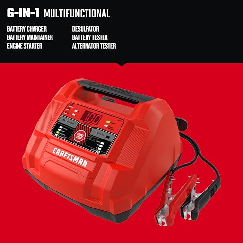 Buy now CRAFTSMAN 6A Car Battery Charger and 100A Engine Starter, 6-in-1 Solution, Battery Maintainer, 30A Boost, for 6V/12V Power Sport, Automotive, and Marine Batteries, CMXCESM253 at indiglob india