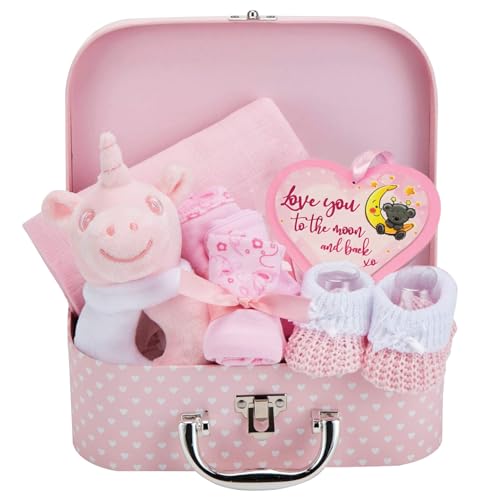 Buy now Baby Box Shop Baby Girl Gift Set - Pink Keepsake Box with 7 Essentials for Newborn Girl at indiglob india