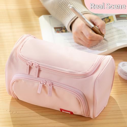 Buy now HVOMO Big Capacity Pencil Case High Large Storage Pouch Marker Pen Case Travel Simple Stationery Bag School College Office Organizer for Teens Girls Adults Student（Pink） at indiglob india
