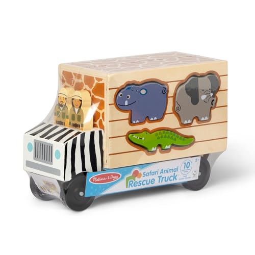 Buy now Melissa & Doug Animal Rescue Shape-Sorting Truck - Wooden Toy with 7 Animals and 2 Play Figures at indiglob india