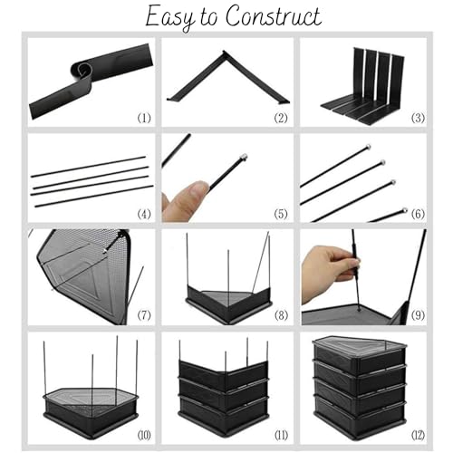 Buy now File Rack, 4-Slot Mesh Metal Magazines File Desk Organizer - Black Holder at indiglob india