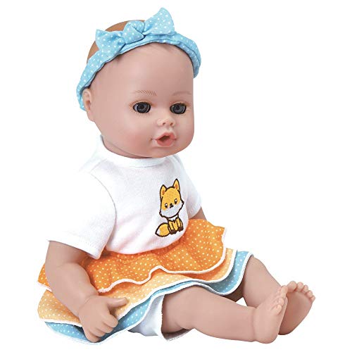 Buy now ADORA Playtime Frilly Fox 13 inch Baby Doll with Embroidered Fox Frill Dress, Bow Headband and Bottle at indiglob india