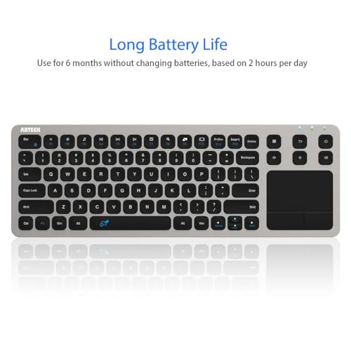 Buy now Arteck 2.4G Wireless Touch TV Keyboard with Easy Media Control and Built-in Touchpad Mouse Solid Stainless Ultra Compact Full Size Keyboard -Connected Computer, Smart TV, HTPC at indiglob india