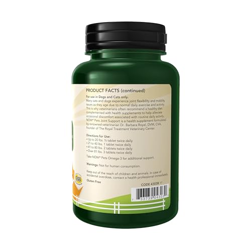 Buy now NOW Pet Health, Joint Support Supplement, Formulated for Cats & Dogs, NASC Certified, 90 Chewable Tablets at indiglob india