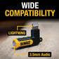 Buy now DEWALT Heavy Duty 3.5mm to Lightning Adapter, 90Degree L Connector Female to 3.5mm Male Headphone Jack Adapter for iPhone, Compatible Lightning to 3.5 mm Headphone Jack Adapters, Adapts Legacy Devices at indiglob india