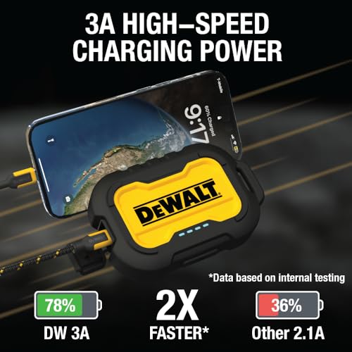 Buy now DEWALT Heavy Duty Portable Charger, Power Bank, Travel Worksite 10,000 mAh Battery Pack with USB-C Port for iPhone 17/16 Plus Pro Max, iPhone 15/14/13, Samsung Galaxy at indiglob india