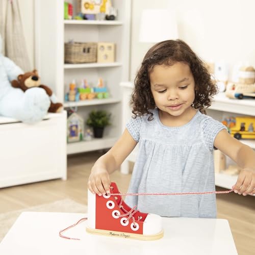 Buy now Melissa & Doug Deluxe Wood Lacing Sneaker - Learn to Tie a Shoe Educational Toy at indiglob india