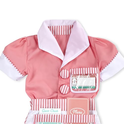 Buy now Melissa & Doug Waitress Role Play Costume Set (7 pcs) - Includes Apron, Order Pad, Cap at indiglob india