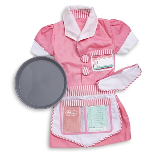 Buy now Melissa & Doug Waitress Role Play Costume Set (7 pcs) - Includes Apron, Order Pad, Cap at indiglob india