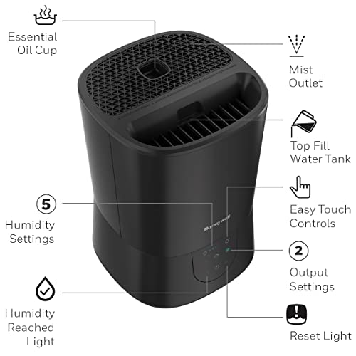 Buy now Honeywell Easy-to-Care Filter Free Warm Mist Humidifier, Medium Rooms, 1.5 Gallon Tank ƒ?? Humidistat for Bedroom, Home or Office Black at indiglob india