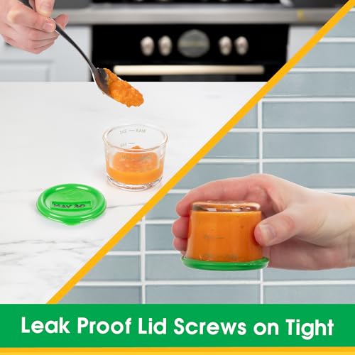 Buy now Glass Baby Food Storage Containers (4 Pk) - 2oz Jars in Stackable Storage Tray w Tight Interlocking Base- Dry-Erase Marker Labeling- Microwave Freezer Dishwasher Safe- Babyfood Breast Milk, Gift at indiglob india