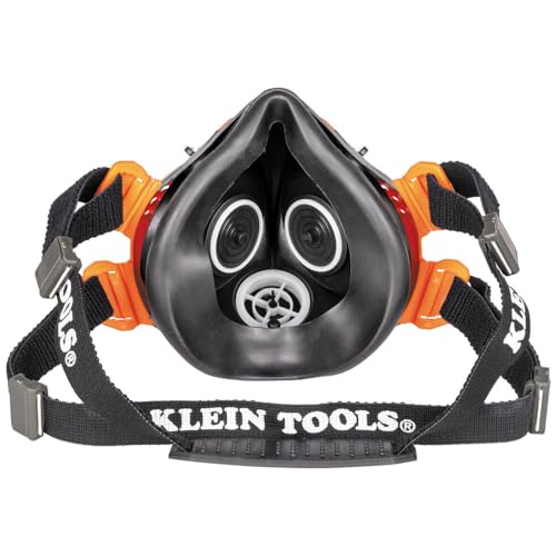 Buy now Klein Tools 60552 Reusable P100 Half-Mask Respirator with Replaceable Filters for Dust, Metal Fumes, and Oil Mist, M/L at indiglob india