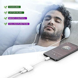 [Apple MFi Certified] Dual 2in1 Lightning Headphone Audio & Charger Adapter Splitter for iPad,2 Pack iPhone Headphone Adapter for iPhone 14/13/ 12/11/ XS/XS Max/XR/X/ 8/8plus/7/7 Plus/iPad