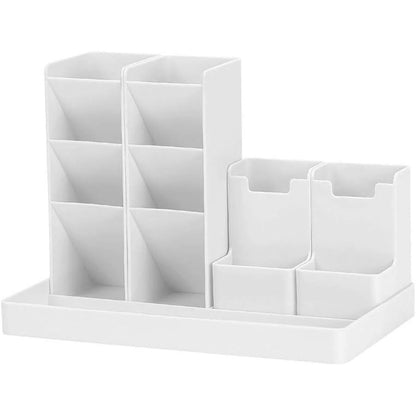 Pen Pencil Holder for Desk, Cute Stationery Home Office School Craft Art Supply Accessory Crayon Caddy Box Organizer Storage for Girl Kids (White)