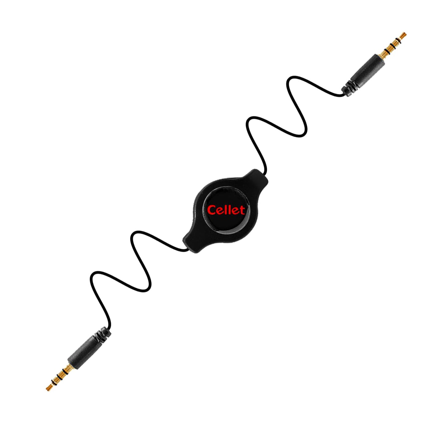 Buy now Cellet Retractable Stereo Auxiliary Cable – 32" Extendable Aux Cord for Car, Headphones, Speakers & More – Compact, Tangle-Free Design – 3.5mm Male to 3.5mm Male Audio Jack – Black at indiglob india