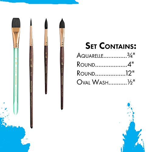 Buy now Princeton Artist Brush Neptune Series 4750 - 4-Piece Synthetic Squirrel Watercolor Paint Brush Set- Includes Aquarelle ??ƒ?� Oval Wash ?« & 2 Round Brushes Sizes 4 & 12 at indiglob india