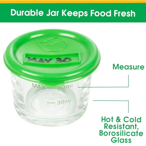 Buy now Glass Baby Food Storage Containers (4 Pk) - 2oz Jars in Stackable Storage Tray w Tight Interlocking Base- Dry-Erase Marker Labeling- Microwave Freezer Dishwasher Safe- Babyfood Breast Milk, Gift at indiglob india