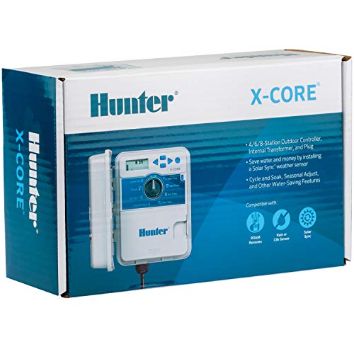 Buy now Hunter X-Core XC400 4 Zone Outdoor Sprinkler Controller, Weather-Resistant Irrigation Timer for Lawn and Garden, Easy Install, Automatic Watering System at indiglob india