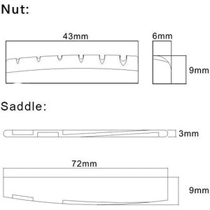 SAPHUE 6 String Acoustic Guitar Bone Bridge Saddle and Nut Made of Real Bone Pack of 2 Sets 4pcs(2 set Acousitc Bone Saddle and Nut)