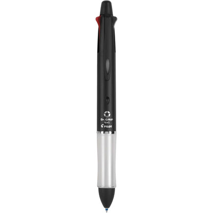 PILOT Dr. Grip 4+1 Multi-Function Refillable & Retractable Ballpoint Pen + Pencil, Fine Point, Black Barrel, Black/Red/Blue/Green Inks, Single Pen (36220)
