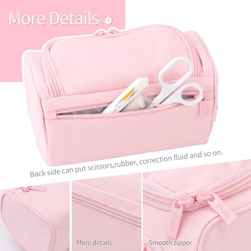 Buy now HVOMO Big Capacity Pencil Case High Large Storage Pouch Marker Pen Case Travel Simple Stationery Bag School College Office Organizer for Teens Girls Adults Student（Pink） at indiglob india