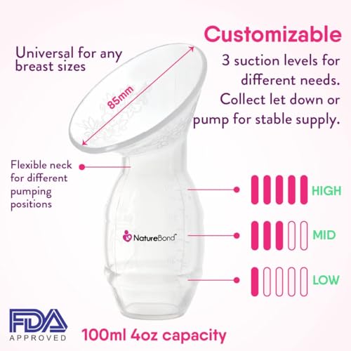Buy now NatureBond Silicone Breast Pump with lid, Stopper, Strap, Pouch. Breastfeeding Essential Premium All in 1 Set. 3.4oz 100ml (Premium All-in-ONE) at indiglob india