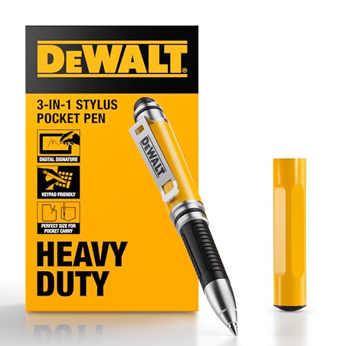 Buy now DEWALT Heavy Duty 3-in-1 Mini Stylus Pocket Pen, Tablet Pens for iPad, EDC Touch Screen Pens, Ballpoint w/Touchscreen Tip, Keypad Tip, Compatible iPhone Stylus Pen, Extra Ink Cartridge, Gifts for Dad at indiglob india