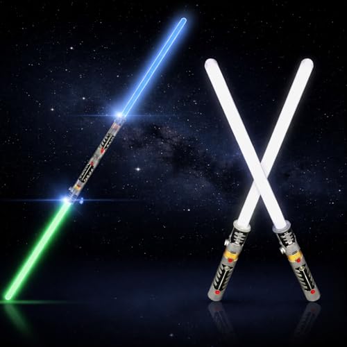 Buy now Liberty Imports 2-in-1 LED Light Up Sabers, Dual Bladed Toy Saber Swords Set for Kids with FX Power Up and Motion Sensitive Sound Effects for Cosplay, Dress Up at indiglob india