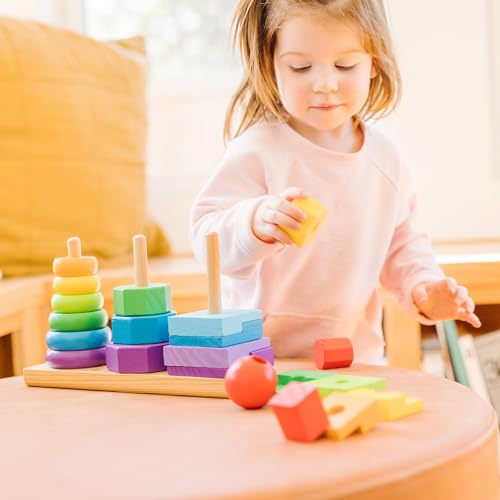 Buy now Melissa & Doug Geometric Stacker - Wooden Educational Toy,25 count(pack of 1) at indiglob india