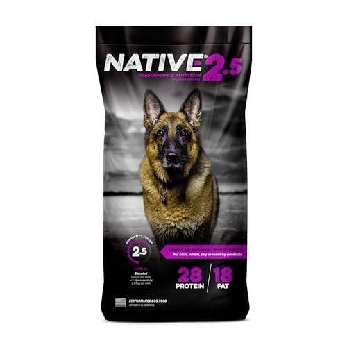 Buy now Native Level 2.5 Performance Nutrition for Canine Athletes, Lamb, Salmon Meal & Rice Formula, 40 lb Bag|Made in The USA at indiglob india