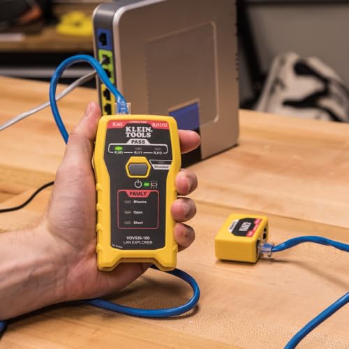 Buy now Klein Tools VDV026-813 RJ45 Ethernet Cable Tester and Crimper Kit, Pass-Thru Technology, Includes Connectors for Cat5e / CAT6 Data Applications, Pack of 50 at indiglob india