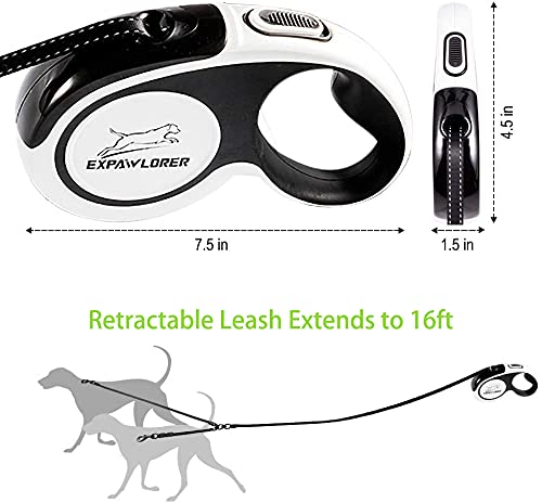 Buy now EXPAWLORER Dual Retractable Dog Leash - Double-Head Lockable Extendable Pet Leash - 16FT Reflective Nylon Ribbon - 360 Tangle-Free for Two Dogs Walking Training at indiglob india