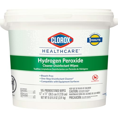 Buy now Clorox Healthcare Hydrogen Peroxide Cleaner Disinfectant Wipes, 12" x 11", Bucket, 185 Count (Package May Vary) at indiglob india