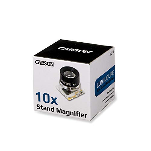 Buy now Carson LumiLoupe 10X Power Black/Clear Stand Magnifier, Ambient Light, 1.0 inch Lens Diameter, 2.0 inch Base Diameter, 2.0 x 1.75 x 2.0 inches, 0.05 kg at indiglob india